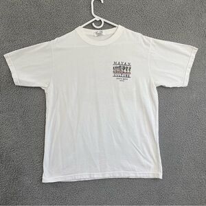 VTG Mayan Culture Shirt Mens XL Costa Maya‎ Mexico White Souvenir Tee